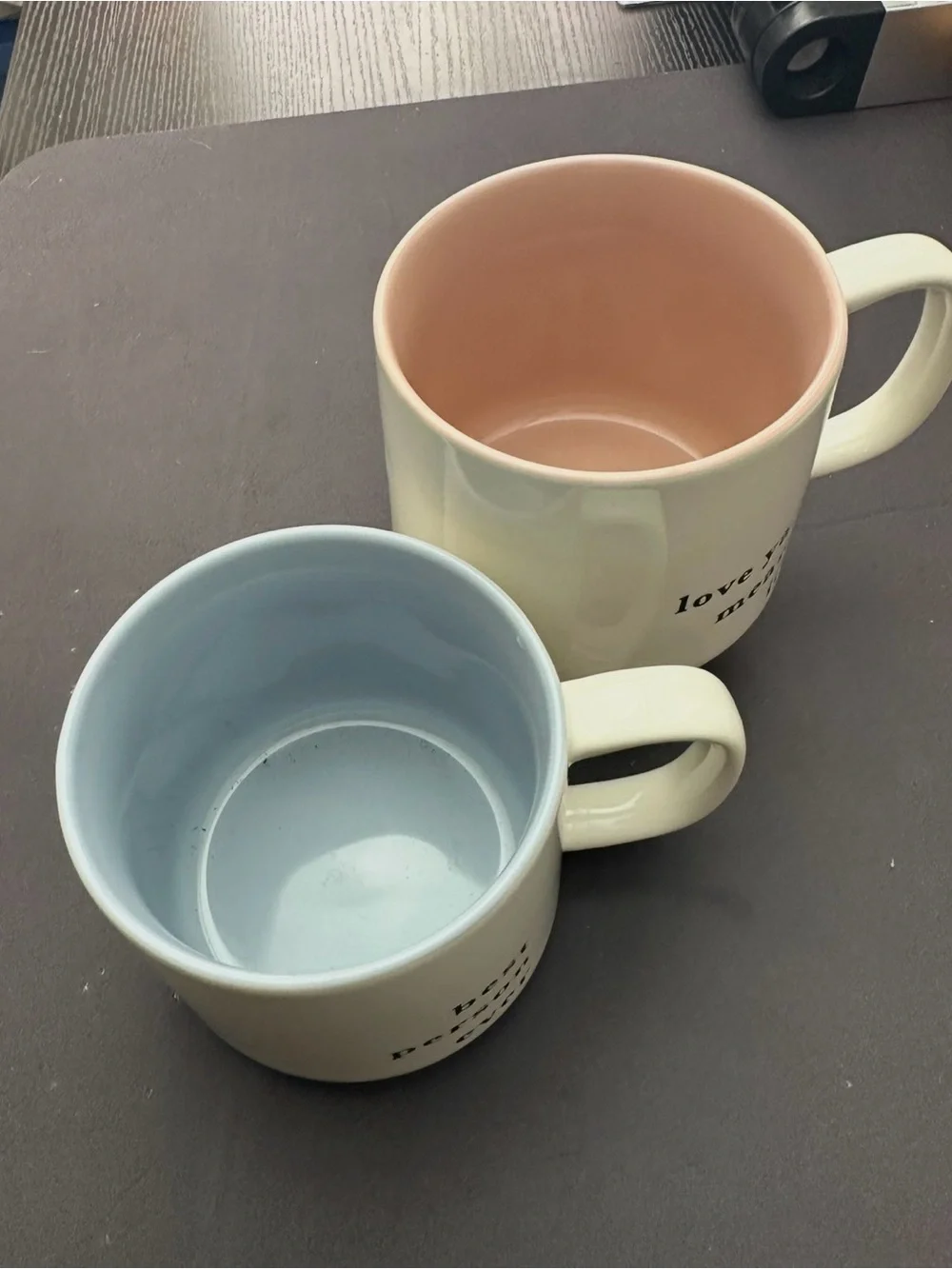 White Ceramic Mug Set with Pastel Interior - Best Person Ever & Love Ya